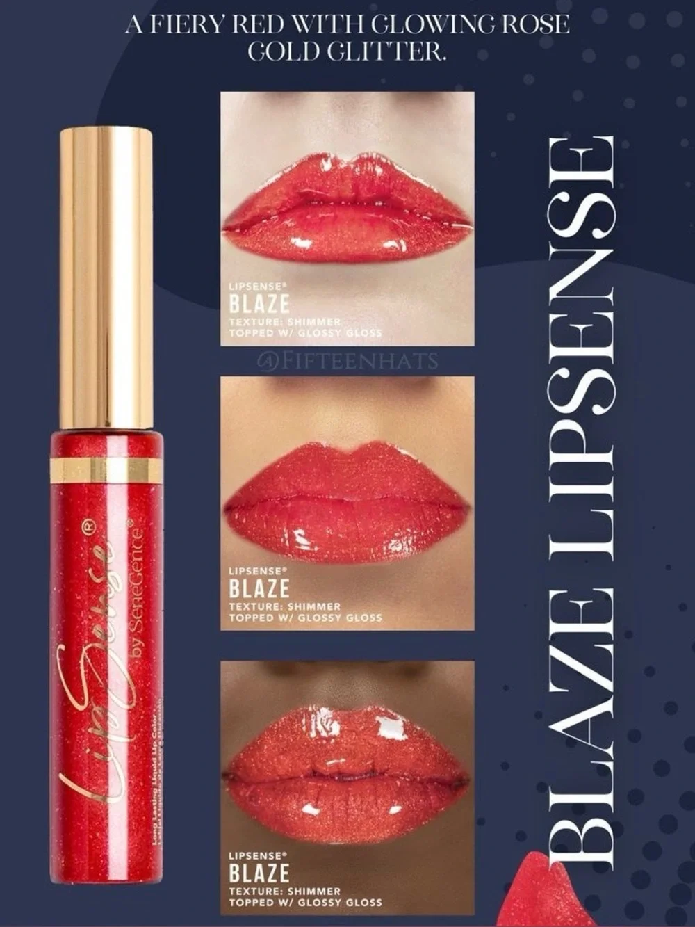 LipSense Blaze Shimmer Gloss - Fiery Rose Gold Red